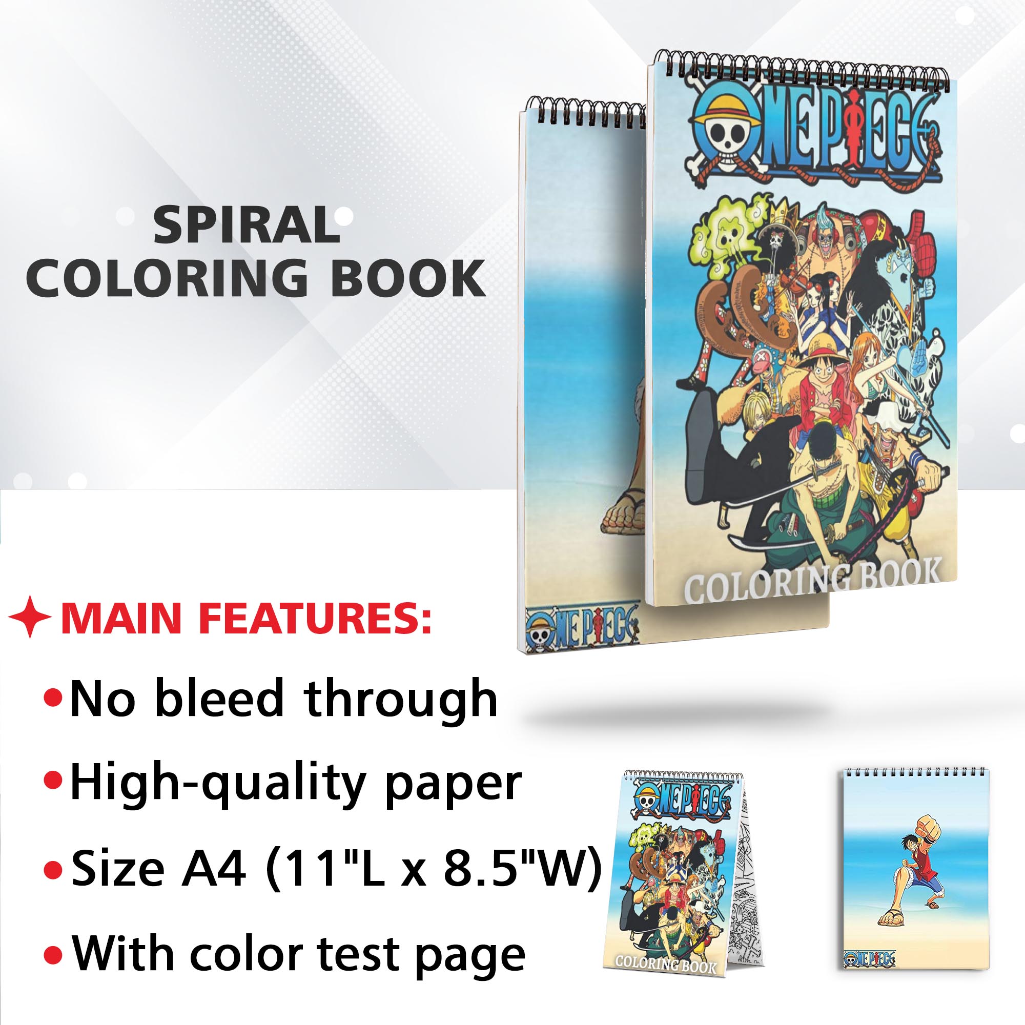 ONE PIECE Spiral Bound COLORING BOOK For kids and adults on Storenvy