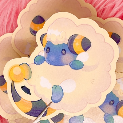 Mareep & Flaaffy Pokémon Fanart Stickers (2-3/4 inch/70 mm)