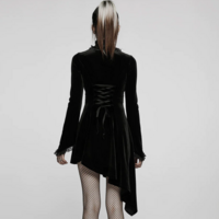  WOMEN BLACK GOTHIC ASYMMETRIC DRESS - Thumbnail 5