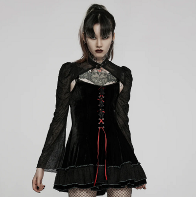 WOMEN BLACK GOTH TWO PIECE GIRLS DRESS