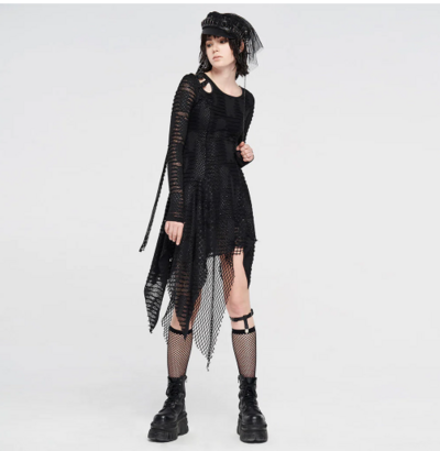  WOMEN BLACK DARK SNAKESCALE SHADOW FLOWER DRESS