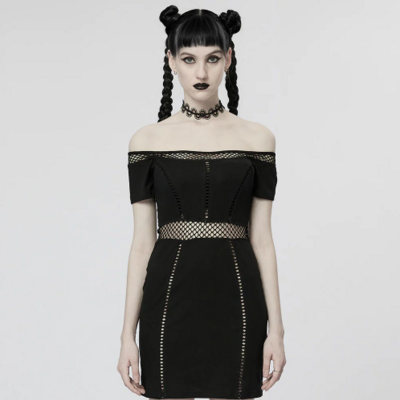 Women black punk sexy dress