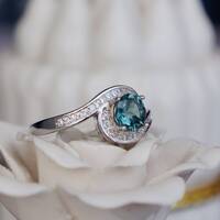 Elegant Blue Tourmaline Ring 925 Sterling Silver Ring US size 6.5 for  Woman for Lady Birthday Anniversary Gift - Thumbnail 2