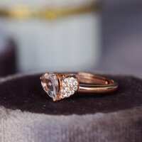 Natural Pink Morganite Ring Morganite Heart Ring 925 Sterling Silver  for Girl Friend Ring for Women as Gift US size 5 3/4 or 5.75 - Thumbnail 2