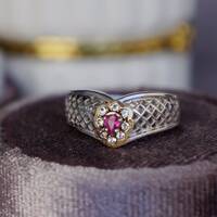 Exquisite-Small Natural Ruby Ring 925 Sterling Silver Ring August Birthstone Great Gift US size 5.25 or 5 1/4 Ring for Women - Thumbnail 4