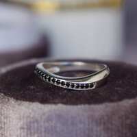 Stylish Natural Black Spinel Ring 925 Sterling Silver Ring August Birthstone US size 4 3/4  Statement Ring For Women Pinky Ring US 4.75 - Thumbnail 4