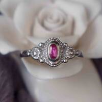 Vintage style-Mini Pink Sapphire 925 Sterling Silver Ring September Birthstone US Size 6  Ring for Women - Thumbnail 1