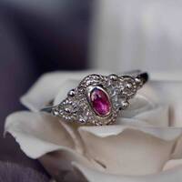Vintage style-Mini Pink Sapphire 925 Sterling Silver Ring September Birthstone US Size 6  Ring for Women - Thumbnail 2