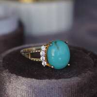 Natural Turquoise Ring 925 Sterling Silver Statement Ring US size 7.75  Gift for Anniversary for Birthday - Thumbnail 3