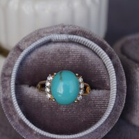 Natural Turquoise Ring 925 Sterling Silver Statement Ring US size 7.75  Gift for Anniversary for Birthday - Thumbnail 4