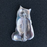 Silver Cat Brooch 925 Sterling Silver Simple Brooch Animal Pin Jewlery for Cat lover - Thumbnail 2