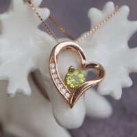 Heart Shape Pendant Natural Peridot Pendant 925 Sterling Silver Elegant Pendant Love for Women for Girlfriend - Thumbnail 3