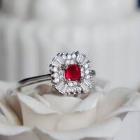CZ Halo Natural Red Spinel Ring Jedi Spinel 925 Sterling Silver Ring for Women Anniversary Gift Birthday Gift(see description)  US 6 - Thumbnail 2