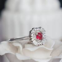 CZ Halo Natural Red Spinel Ring Jedi Spinel 925 Sterling Silver Ring for Women Anniversary Gift Birthday Gift(see description)  US 6 - Thumbnail 3