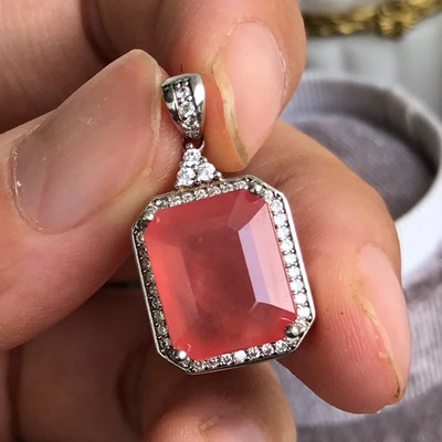 Natural red rhodochrosite pendant 925 sterling silver pendant plated for women lady's stone