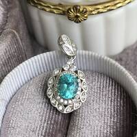Paraiba Color Radiant Blue Green Natural Apatite Pendant 925 Sterling Silver Pendant for Lady Gift for Anniversary - Thumbnail 1