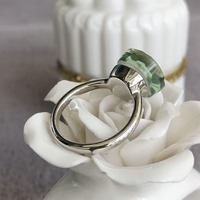 Natural Prasiolit/Green Amethyst Cocktail Sterling Silver Ring Big Gemstone Ring Promise Ring Gift for Women Cool for Summer US size 5.5 - Thumbnail 5