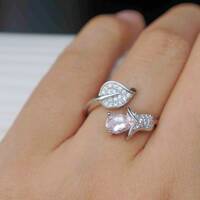 Artistic- Pear Shape Pink Morganite Ring 925 Sterling Silver Ring  Gift for Girlfriend Ring for Women US size 5 1/4 or 5.25 - Thumbnail 5