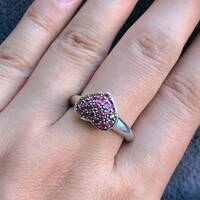 25pcs Genuine Red Ruby Heart Shape Ring 925 Sterling Silver Ring July Birthstone Gift for Birthday and Anniversary for loved ones - Thumbnail 5