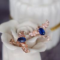 Little Devils- Natural Blue Kyanite Earstuds 925 Sterling Silver Stud Earrings plated in Pink Gold - Thumbnail 5