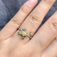 Heart Shape Rough Yellow Diamond Rough Ring 925 Sterling Silver Ring Great Gift For Lady For Girls April Birthstone US 6 3/4 or 6.75 - Thumbnail 5