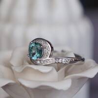 Elegant Blue Tourmaline Ring 925 Sterling Silver Ring US size 6.5 for  Woman for Lady Birthday Anniversary Gift - Thumbnail 5