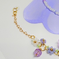  Purple Lily Bracelet Set with Glass beads, Gold Plated Wire and Clasp - Thumbnail 2