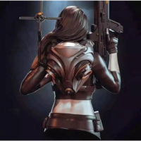 1/10 BUST Resin Cyberpunk Model Kit Beautiful Girl Mercenary Unpainted - Thumbnail 1