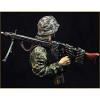 1/10 BUST Resin Model Kit German Soldier Machine Gunner MG-42 WW2 Unpainted - Thumbnail 4