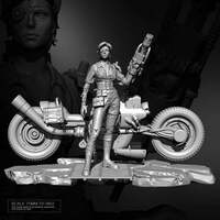 1/24 76mm Resin Steampunk Model Kit Beautiful Girl Road Warrior TD-3852 Unpainted - Thumbnail 1