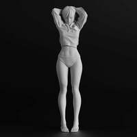1/35 Resin Model Kit Modern Asian Beautiful Girl with Tied Hair Unpainted - Thumbnail 3