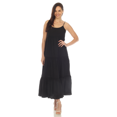 White mark women's scoop neck empire waist tiered babydoll maxi dress - Thumbnail 1