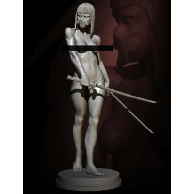 1/24 75mm Resin Cyberpunk Model Kit Nudes Beautiful Girl Swordsman Unpainted