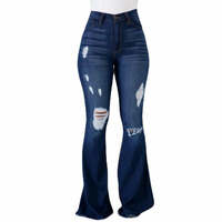 New women's high waist flared pants high elastic ripped jeans - Thumbnail 3