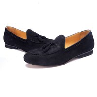 New Handmade Men's Black Genuine Leather Customized Fashion Men Loafers Shoes - Thumbnail 1