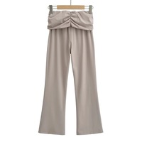 Pleated cuffed low-rise flared pants - Thumbnail 3