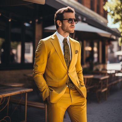 Fashion Men's Suit 2 Piece Set Blazers Pants Classic Business Gentleman Formal Groom Wedding Party 