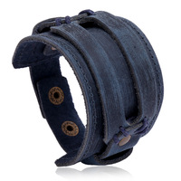 Vintage punk style leather bracelet for men's jewelry - Thumbnail 3
