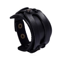Vintage punk style leather bracelet for men's jewelry - Thumbnail 4
