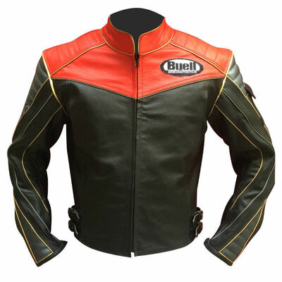 Men buell motorcycle leather jacket / buell moto leather jacket with ce armour 2 - Thumbnail 5
