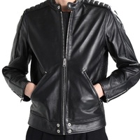 Handmade Men's Designer Biker Style Classic Black Genuine Leather Jacket - Thumbnail 4