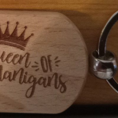 #74 queen of shenanigans keyring
