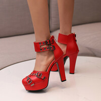 Buckle High Heels Women's Sandals Summer Shoes - Thumbnail 1