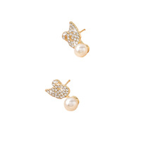 Shiny Swan And Pearl Earrings - Thumbnail 4