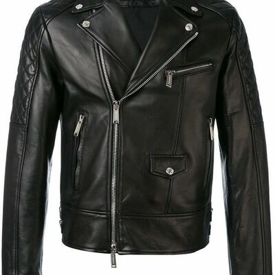 Men's stylish motorcycle jacket real leather sheepskin jacket - Thumbnail 5