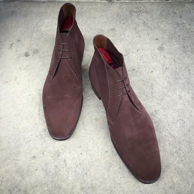 Handmade Brown Suede Leather Chukka Lace up Dress Boot