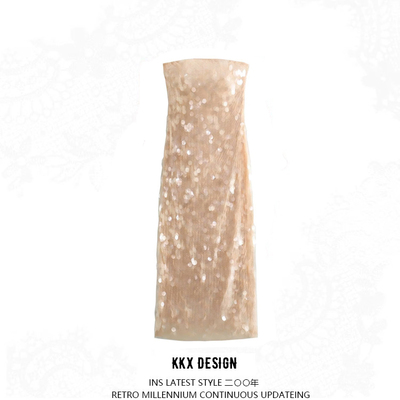 One-shoulder sequined slim-fit tube top dress