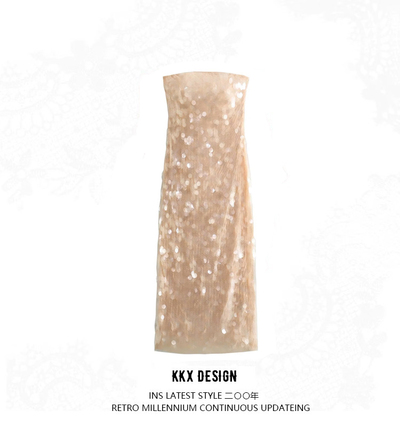 One-shoulder sequined slim-fit tube top dress