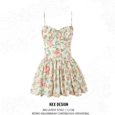 Tie-waist printed mini camisole dress - Thumbnail 5