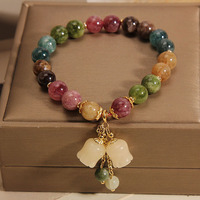 Natural Stone Bracelet Fashion Small Bell Orchid Pendant As Gift For Girlfriend  - Thumbnail 2